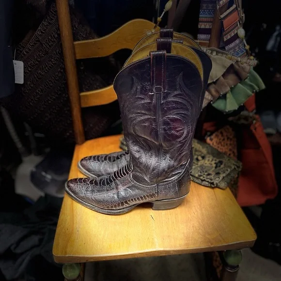 ❤️Vintage Great USED Condition 10B Ostrich leg Nocona Boots - Picture 2 of 12